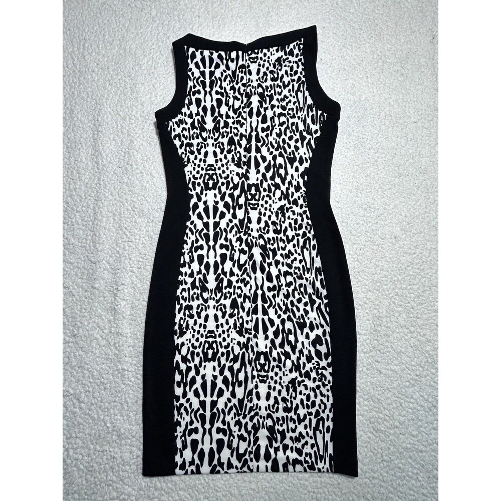 Kardashian Kollection Womens Dress Size S Black White Snow Leopard Print Bodycon - Picture 11 of 12